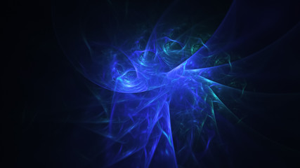 Fototapeta na wymiar Abstract colorful blue glowing shapes. Fantasy light background. Digital fractal art. 3d rendering.