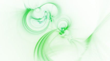 Abstract glowing green shapes. Fantasy light background. Digital fractal art. 3d rendering.