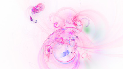 Fototapeta na wymiar Abstract purple glowing shapes. Fantasy light background. Digital fractal art. 3d rendering.