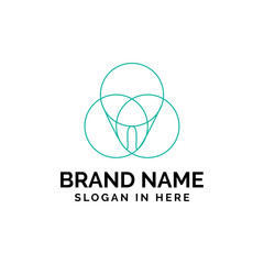 Dental icon logo with three circle connected vector logo icon illustration