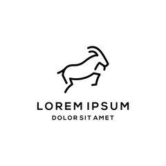mountain goat sheep rams line standing logo icon design