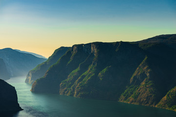 Fototapeta na wymiar Fjord landscape Aurlandsfjord in Norway
