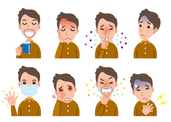 体調不良の男性のイラスト