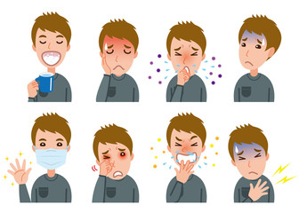 体調不良の男性のイラスト