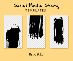 Abstract ink brush banners with grunge effect