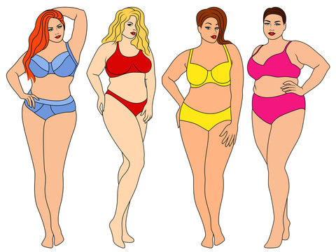 Four attractive fat women