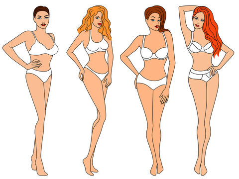 Four attractive slim women