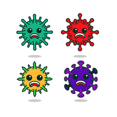 collection of cute virus corona character 