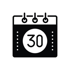 Black solid icon for thirty