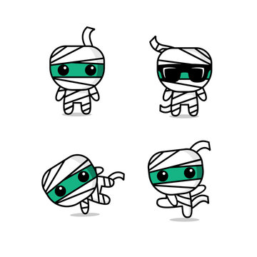 collection of cute kawaii mummy character 