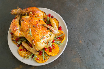 Baked chicken in the oven. festive dish.