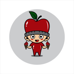 Apple mascot cute characters activity vector illustration