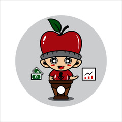 Apple mascot cute characters activity vector illustration