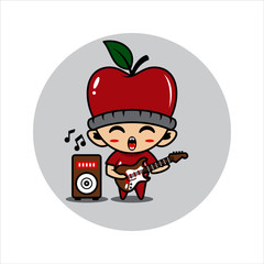 Apple mascot cute characters activity vector illustration