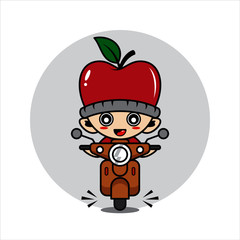 Apple mascot cute characters activity vector illustration