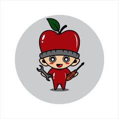 Apple mascot cute characters activity vector illustration