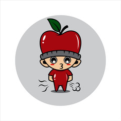 Apple mascot cute characters activity vector illustration