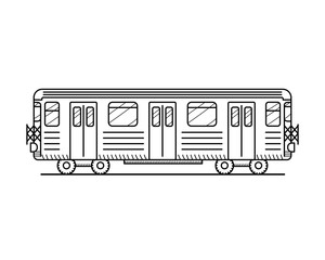 Linear metro train icon isolated on white background. Educational concept for coloring book page for kids