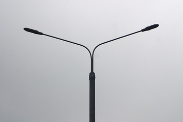 high street pole with two lamps