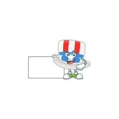 Cute funny uncle sam hat cartoon character having a board