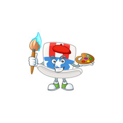 An elegant uncle sam hat painter mascot icon with brush