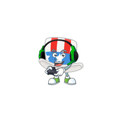Uncle sam hat cartoon picture play a game with headphone and controller