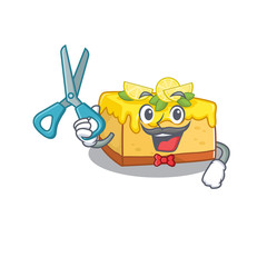 Cartoon character of Sporty Barber lemon cheesecake design style