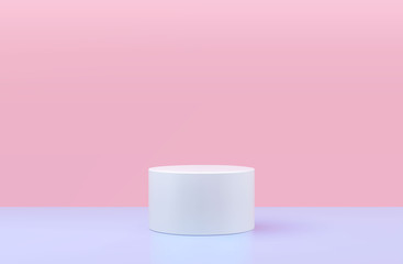 Vector round podium, pedestal or platform, background for cosmetic product presentation. 3d podium. Advertising place. Blank product stand background in pastel colors.