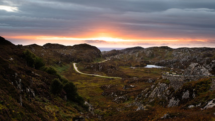 sunset over the mountains in scotland