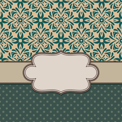 Vintage vector abstract flower frame with text place