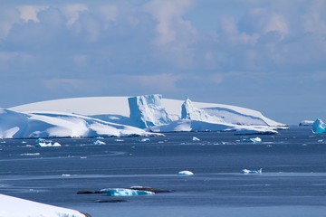 A group of icebergs along the coasts of the Danco Coast in the Antarctic Peninsula, Antarctica