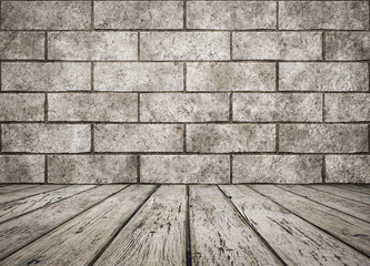 room with brick wall