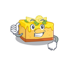 Funny lemon cheesecake making Thumbs up gesture