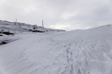 Snow-covered tundra, the Kola Peninsula, Teriberka, Russia