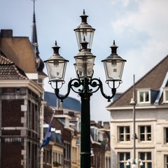 Fototapeta na wymiar european street lamp in old city center