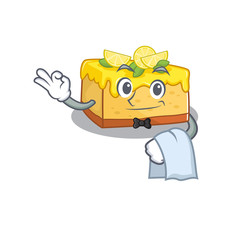 Sweet lemon cheesecake Character working as a Waiter