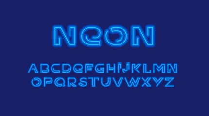 Neon font alphabet set