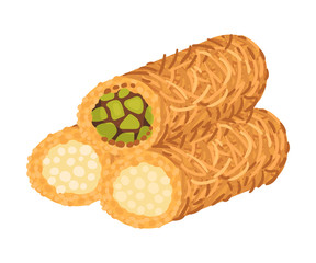 Arabic Cake with Cut into Sticks Dough Vector Illustration