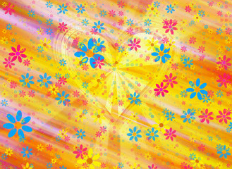 sunshine warm summer background with many small flowers