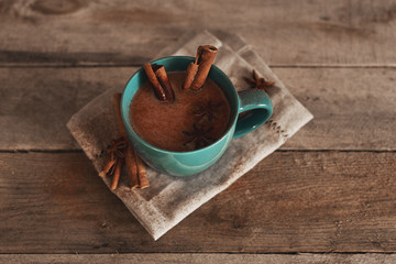 masala chai with spices. Cinnamon Stick, Thai Cardamom, Ginger, Clove, Star Anise, Black Peppercorns, Fennel Seeds, Black Tea