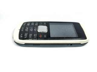 Isolated mobile phone shape keypad on white background
