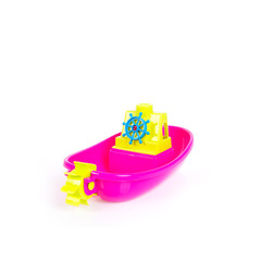 Toy or baby plastic boat toys on the background new.