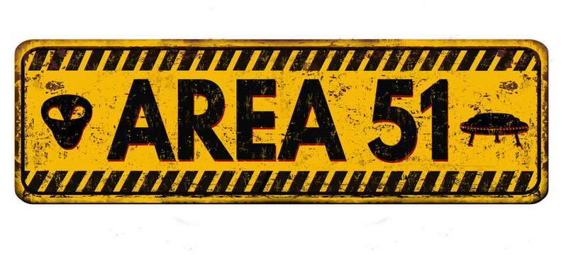 Area 51 vintage rusty metal sign