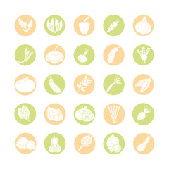 healthy vegetables icon set, block style