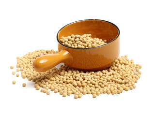 soy beans on white background.