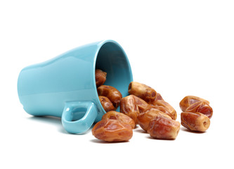 medjool dates on white background