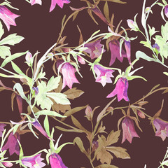 Watercolor bells. Pattern seamless . Image on white and color background.