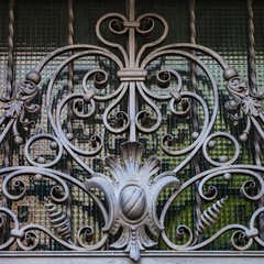 swirly curly european wrought iron decorative barred window