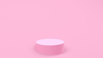 Abstract pastel geometric shape background. 3D pink podium scene with pedestal. Empty showcase