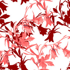 Watercolor bells. Pattern seamless . Image on white and color background.